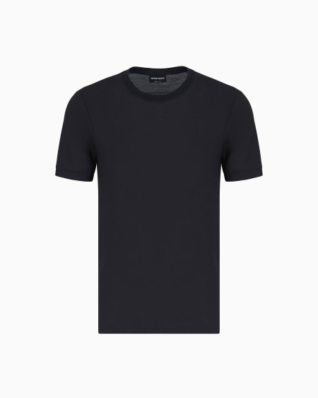 a|x armani exchange Plain-knit jersey T-shirt in a silk-and-cotton blend