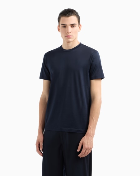 A|x Armani Exchange Plain-knit Jersey T-shirt In A Silk-and-cotton Blend