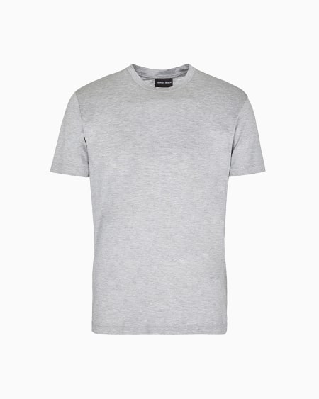 a|x armani exchange Plain-knit jersey T-shirt in a silk-and-cotton blend