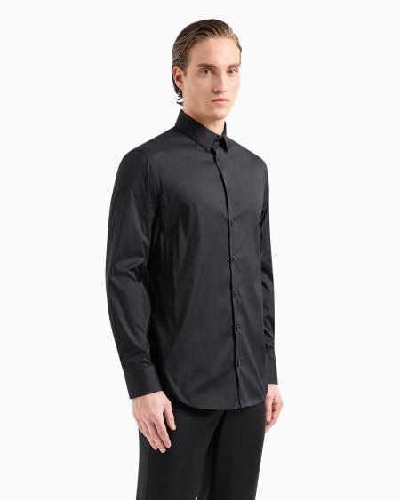 A|x Armani Exchange Plain-knit Stretch Cotton Shirt