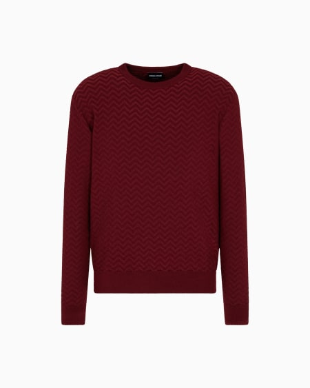 a|x armani exchange Plated chevron virgin wool crew-neck jumper