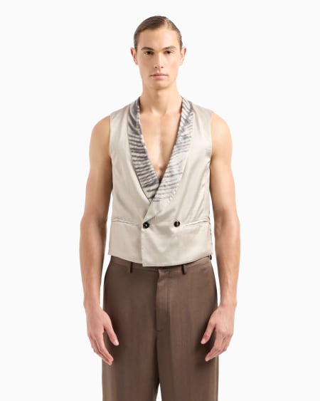 A|x Armani Exchange Printed Cupro Double-breasted Waistcoat