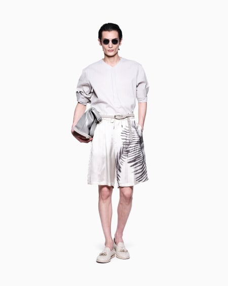 A|x Armani Exchange Printed Cupro Flat-front Bermuda Shorts