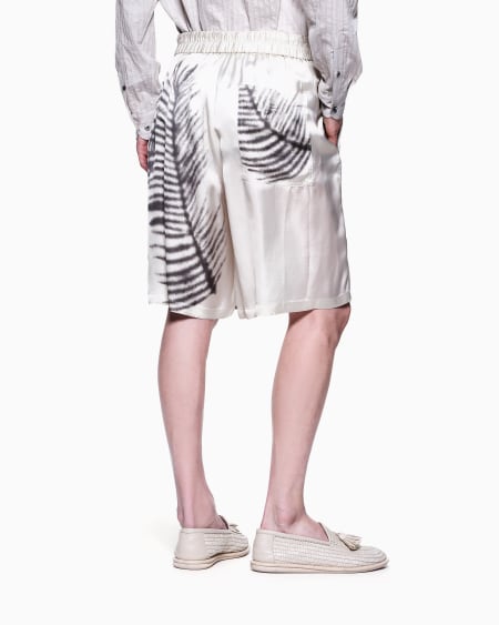 A|x Armani Exchange Printed Cupro Flat-front Bermuda Shorts