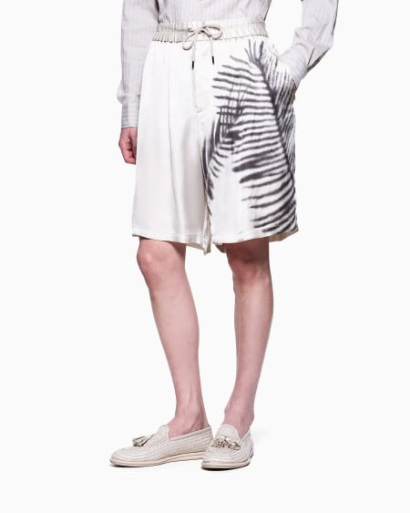 A|x Armani Exchange Printed Cupro Flat-front Bermuda Shorts