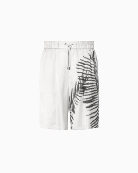 A|x Armani Exchange Printed Cupro Flat-front Bermuda Shorts