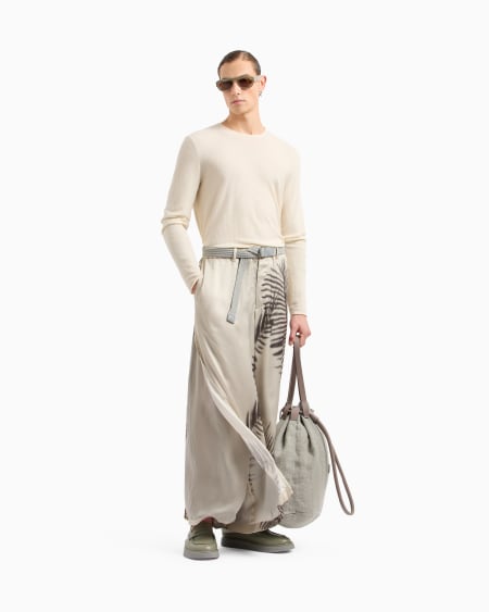 A|x Armani Exchange Printed Cupro Wide-leg Trousers