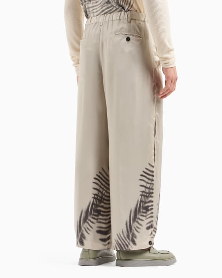 A|x Armani Exchange Printed Cupro Wide-leg Trousers