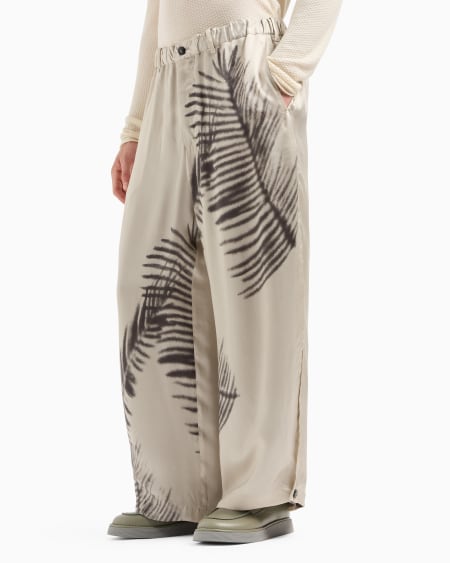 A|x Armani Exchange Printed Cupro Wide-leg Trousers