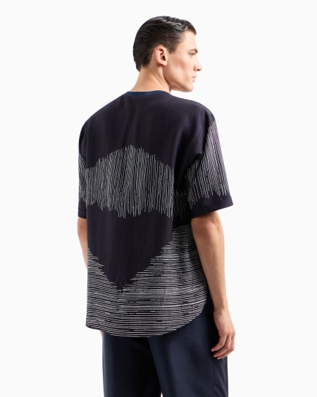 A|x Armani Exchange Printed Seersucker Viscose And Silk T-shirt Shirt
