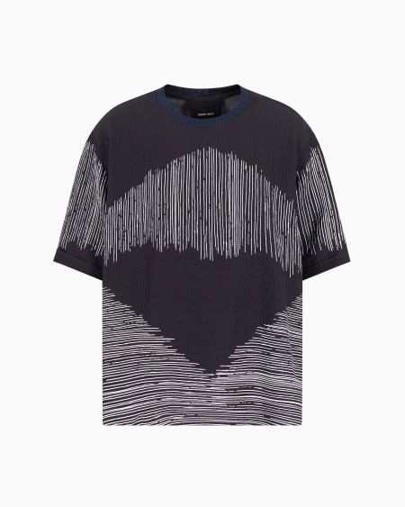 a|x armani exchange Printed seersucker viscose and silk T-shirt shirt