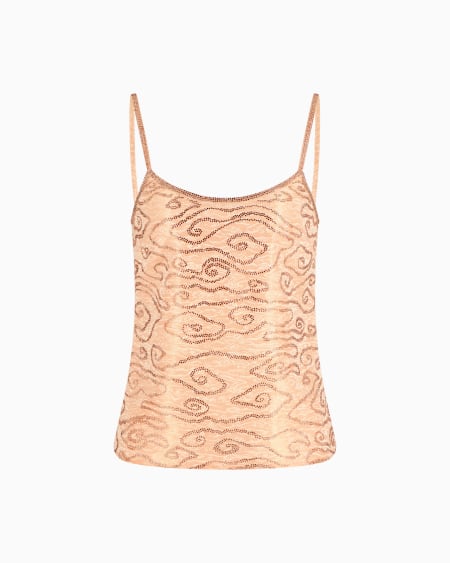 a|x armani exchange Printed silk and viscose top with rhinestone embroidery