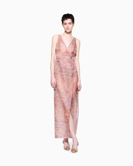 A|x Armani Exchange Printed Silk Organza Long Dress
