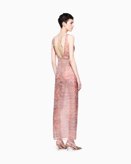 A|x Armani Exchange Printed Silk Organza Long Dress