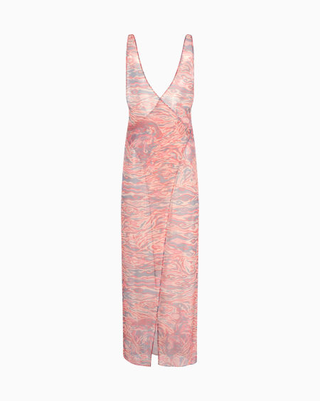 a|x armani exchange Printed silk organza long dress