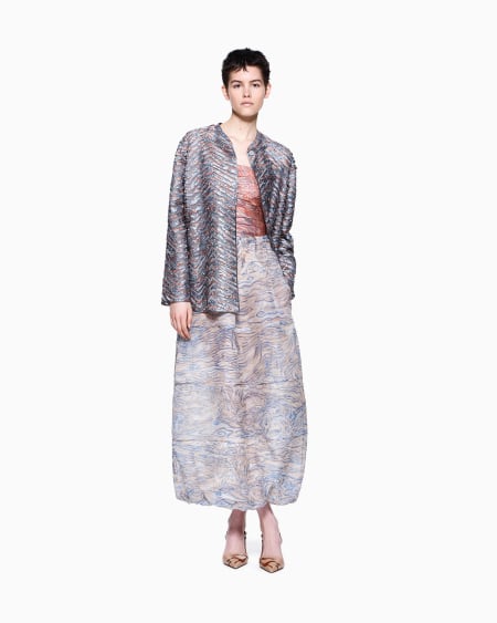 A|x Armani Exchange Printed Silk-organza Long Skirt