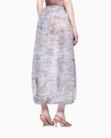 A|x Armani Exchange Printed Silk-organza Long Skirt