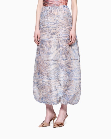 A|x Armani Exchange Printed Silk-organza Long Skirt