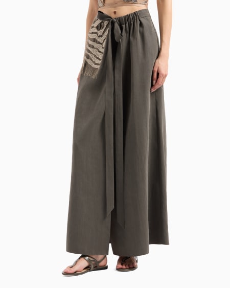 A|x Armani Exchange Printed Silk-organza Long Skirt