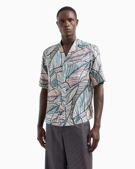 A|x Armani Exchange Printed Silk Short-sleeved Shirt