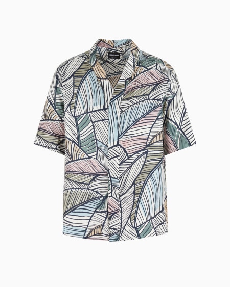 a|x armani exchange Printed silk short-sleeved shirt