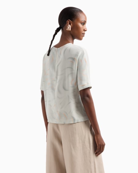 A|x Armani Exchange Printed Silk Triple-georgette Crew-neck Blouse