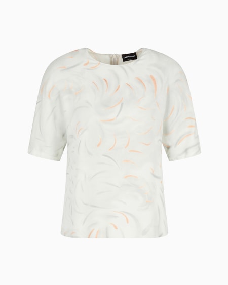 A|x Armani Exchange Printed Silk Triple-georgette Crew-neck Blouse