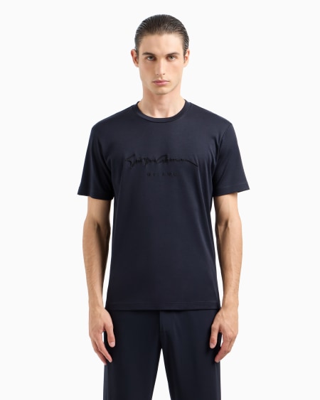 A|x Armani Exchange Pure Cotton Interlock Signature Logo T-shirt