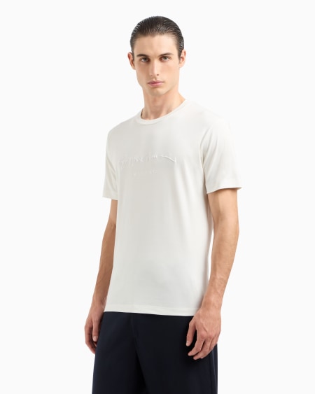 A|x Armani Exchange Pure Cotton Interlock Signature Logo T-shirt