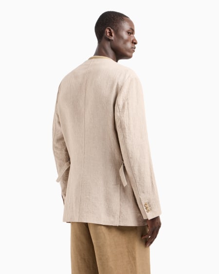 A|x Armani Exchange Pure Linen Canvas Single-breasted Jacket