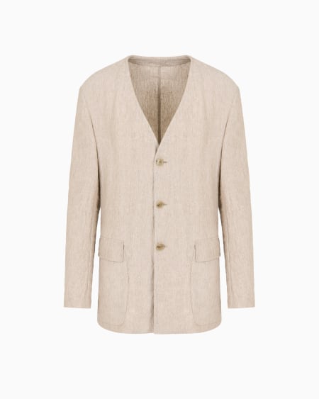 A|x Armani Exchange Pure Linen Canvas Single-breasted Jacket