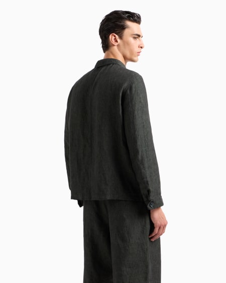 A|x Armani Exchange Pure Linen Single-breasted Jacket