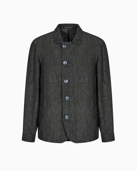 a|x armani exchange Pure linen single-breasted jacket
