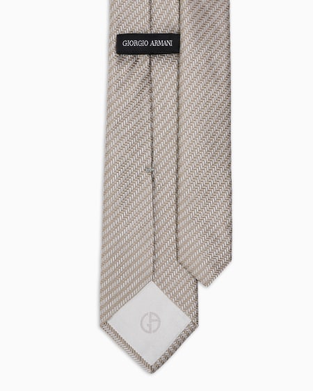 A|x Armani Exchange Pure Silk Tie With Geometric Jacquard Motif
