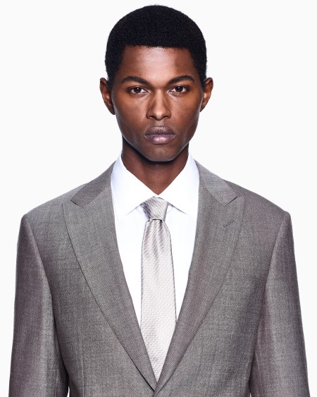 A|x Armani Exchange Pure Silk Tie With Geometric Jacquard Motif