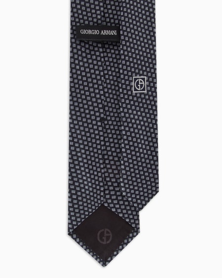 A|x Armani Exchange Pure Silk Tie With Geometric Jacquard Motif
