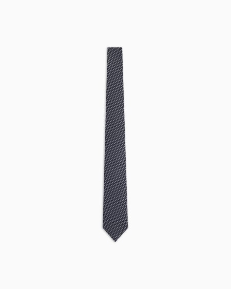 a|x armani exchange Pure silk tie with geometric jacquard motif