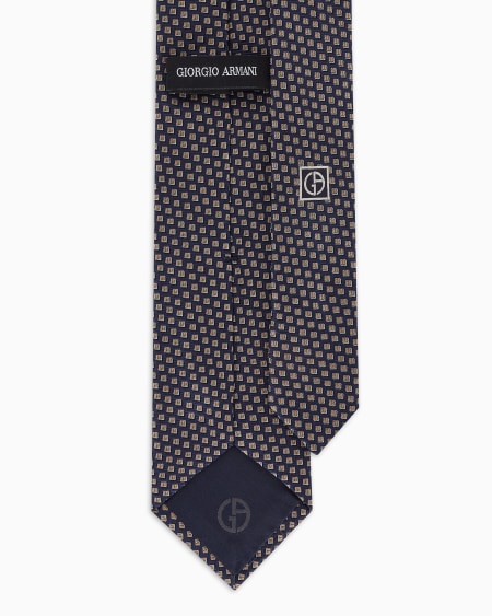 A|x Armani Exchange Pure Silk Tie With Geometric Jacquard Motif