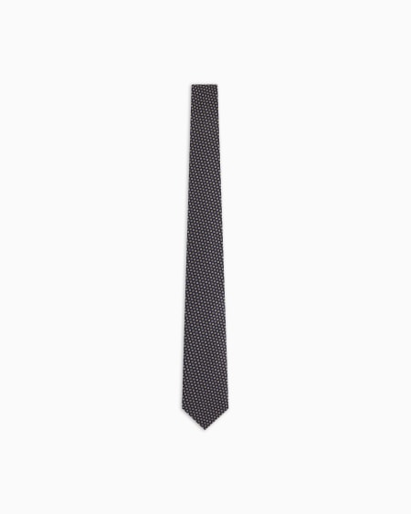 a|x armani exchange Pure silk tie with geometric jacquard motif