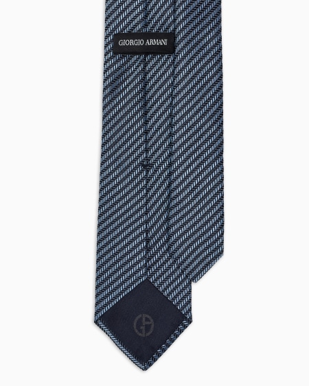 A|x Armani Exchange Pure Silk Tie With Geometric Jacquard Motif