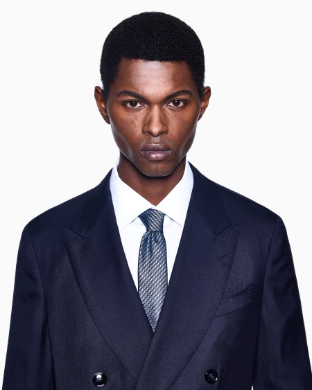 A|x Armani Exchange Pure Silk Tie With Geometric Jacquard Motif