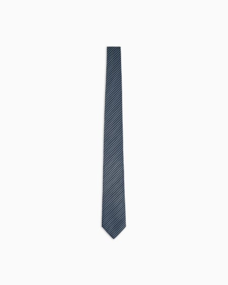 a|x armani exchange Pure silk tie with geometric jacquard motif