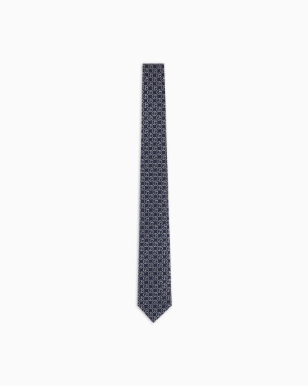 a|x armani exchange Pure silk tie with jacquard monogram