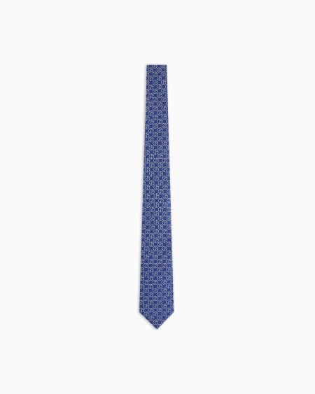 a|x armani exchange Pure silk tie with jacquard monogram