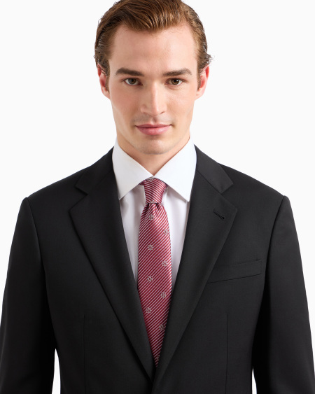 A|x Armani Exchange Pure Silk Tie With Jacquard Stripes