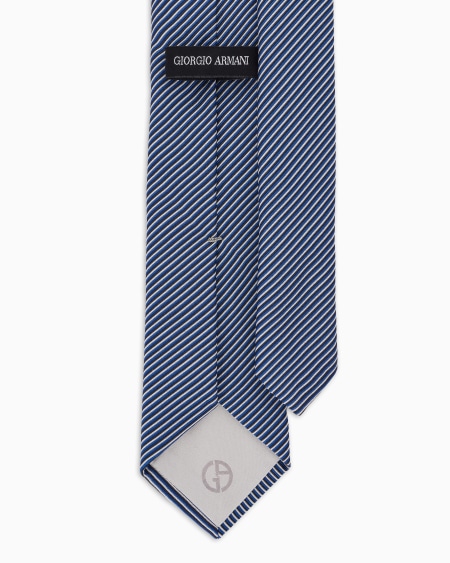 A|x Armani Exchange Pure Silk Tie With Jacquard Stripes