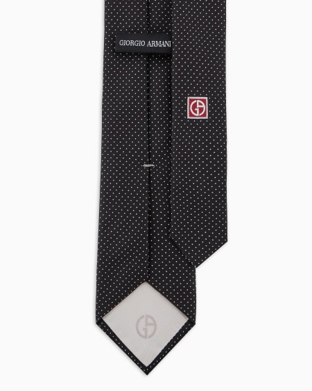 A|x Armani Exchange Pure Silk Tie With Micro Polka-dot Jacquard