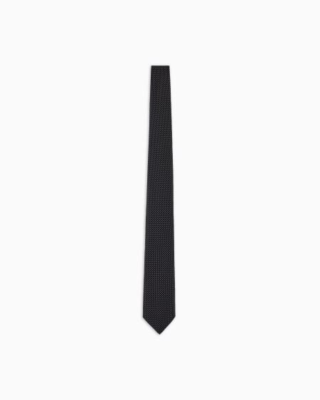 a|x armani exchange Pure silk tie with micro polka-dot jacquard