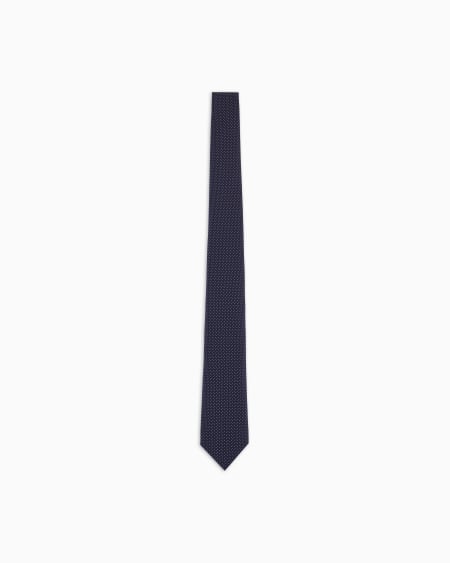a|x armani exchange Pure silk tie with micro polka-dot jacquard