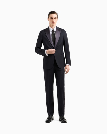 A|x Armani Exchange Pure Wool Half-canvassed Slim-fit Tuxedo From The Icon Soho Line